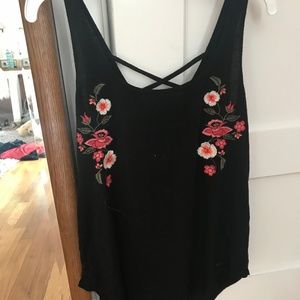 Extra Small Black Tank with Roses - Women's